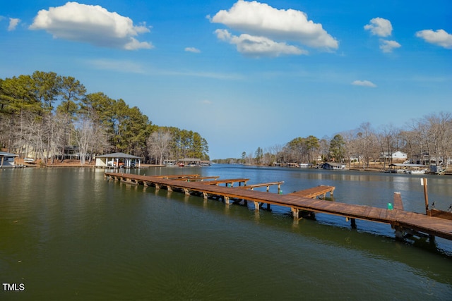 view of dock featuring a water view