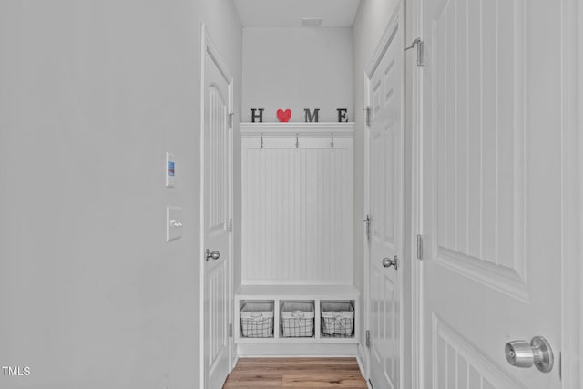 mudroom featuring light hardwood / wood-style floors