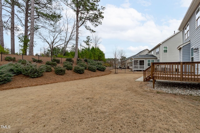 view of yard with a deck