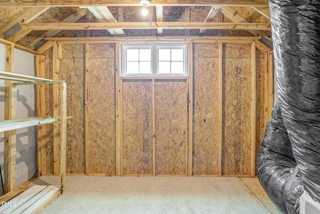 view of unfinished attic