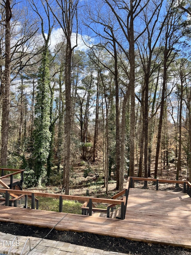 view of community with a wooden deck