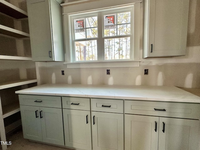 kitchen with light stone counters