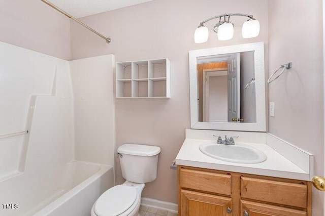 full bathroom with vanity, toilet, and shower / bath combination