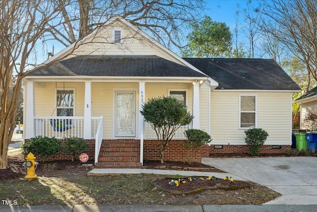 bungalow-style house with a porch