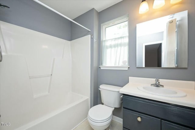 full bathroom with vanity, toilet, and shower / bath combination