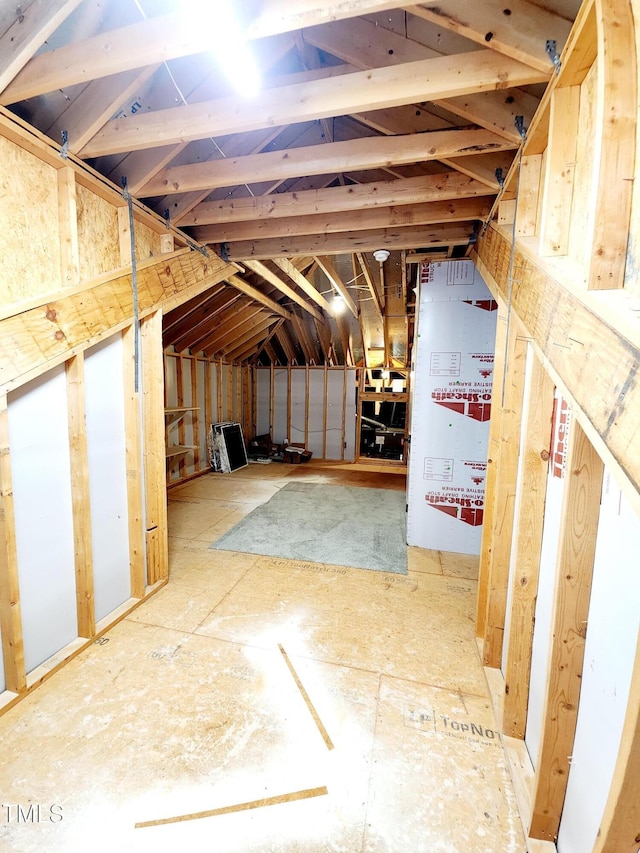 view of unfinished attic