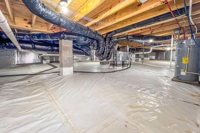 basement with water heater