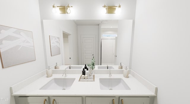 bathroom with double vanity and a sink