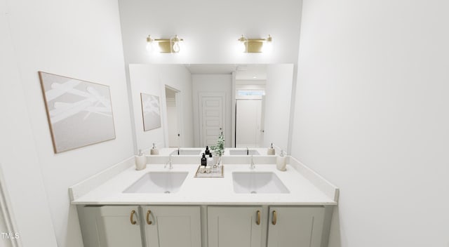 bathroom with double vanity and a sink