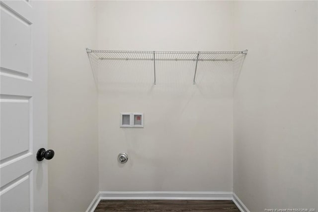 laundry area featuring washer hookup and dark hardwood / wood-style floors