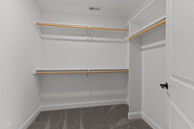 spacious closet with dark carpet