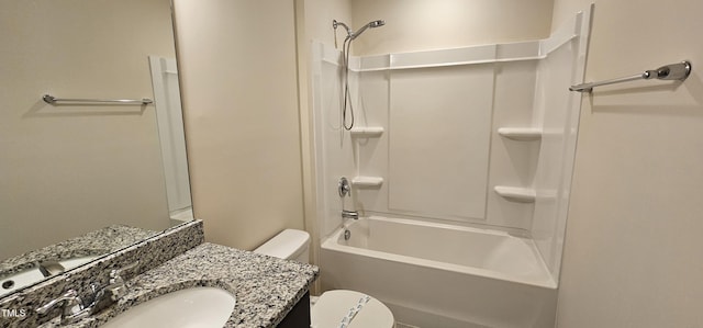 full bathroom with vanity, toilet, and shower / bath combination