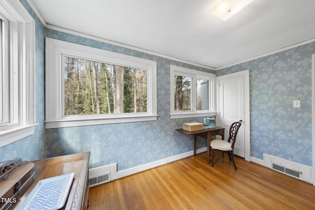 office space featuring light hardwood / wood-style flooring