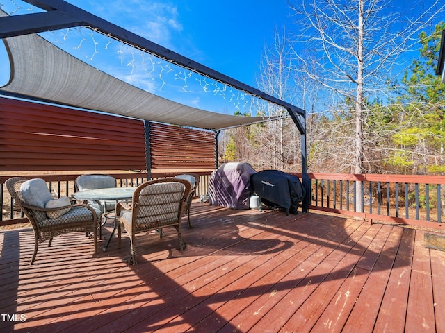 deck featuring area for grilling