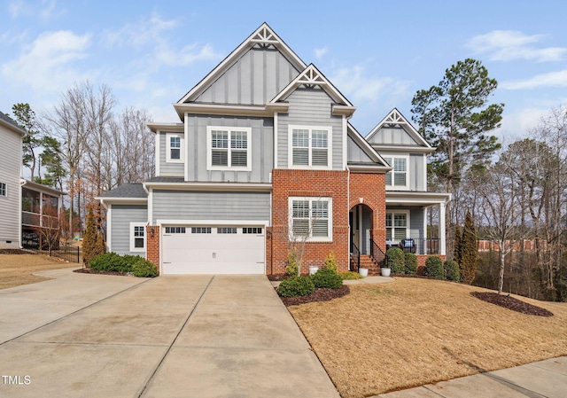 craftsman-style home with a garage and a porch