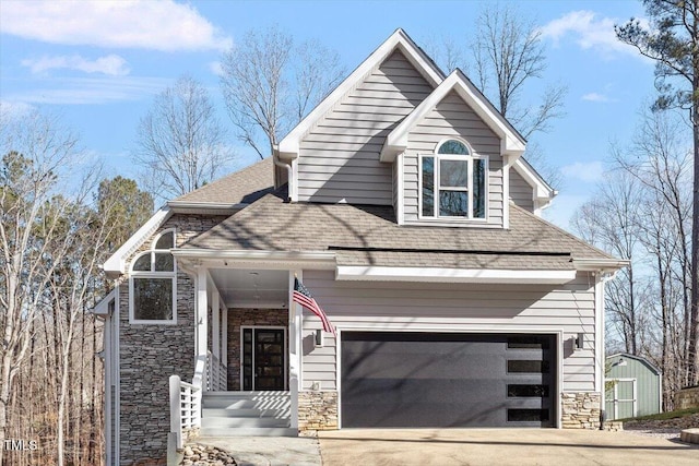 view of front of house with a garage