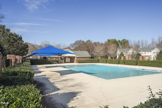 view of swimming pool with a patio