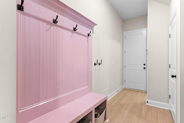 mudroom featuring light hardwood / wood-style flooring