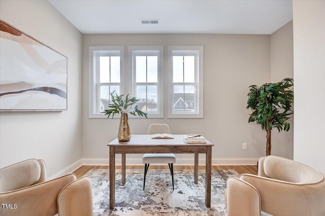 office area featuring hardwood / wood-style floors