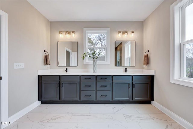 bathroom with plenty of natural light and vanity