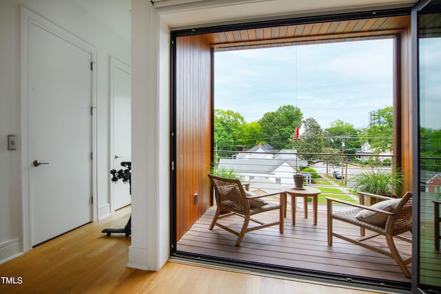 interior space with light hardwood / wood-style flooring