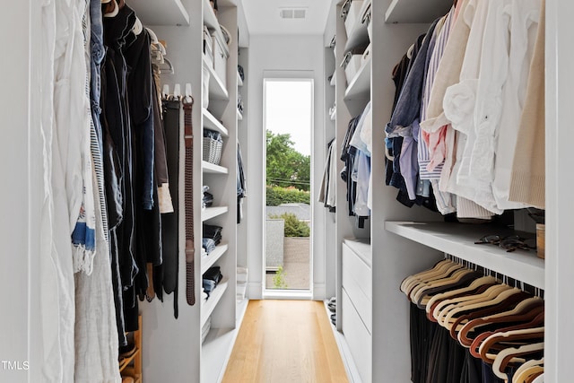 spacious closet featuring light wood-type flooring