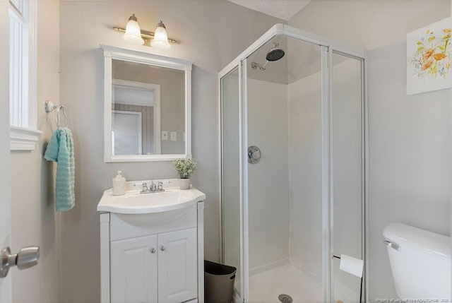509 Vista Dr, Fayetteville, NC 28305 - bathroom with a shower stall, vanity, and toilet