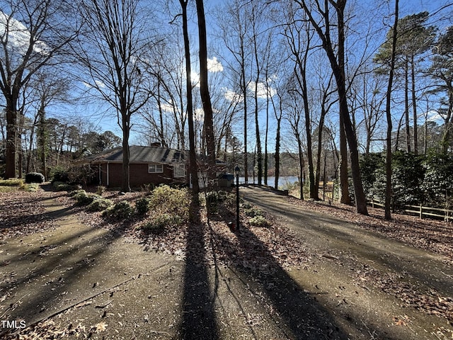 view of road with a water view