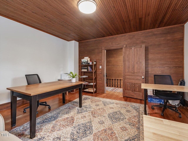 967 Bynum Rd, Pittsboro, NC 27312 - office space with wood walls, ornamental molding, wood finished floors, and wood ceiling