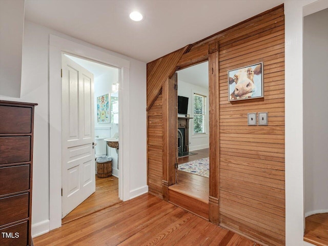967 Bynum Rd, Pittsboro, NC 27312 - hall featuring light wood-style floors, recessed lighting, and baseboards