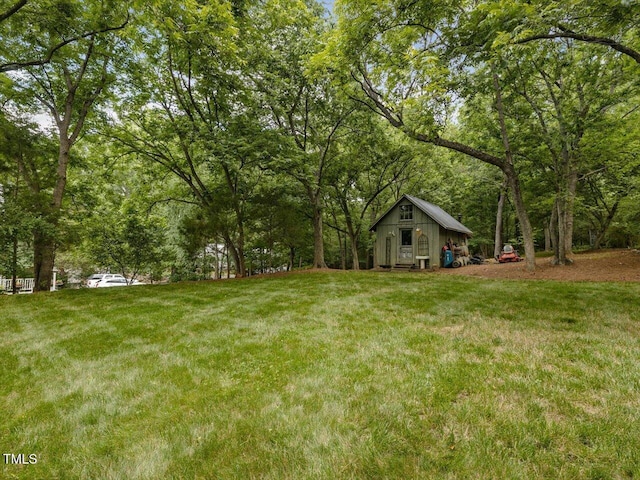 967 Bynum Rd, Pittsboro, NC 27312 - view of green lawn featuring an outdoor structure