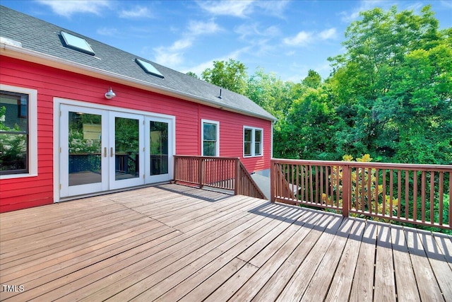 wooden terrace with french doors