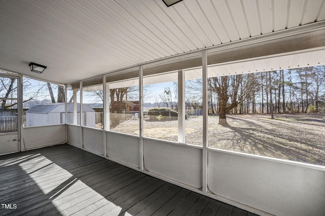 view of unfurnished sunroom