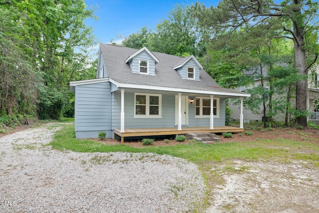 view of front of home featuring a porch and roof with shingles