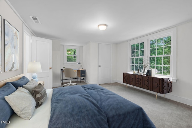 bedroom featuring carpet floors and baseboards