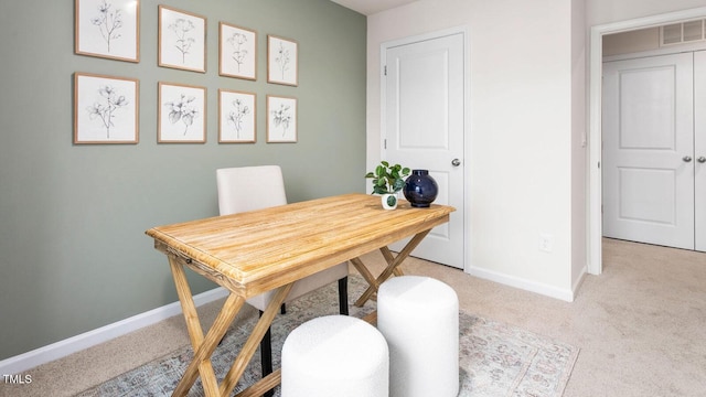 view of carpeted home office