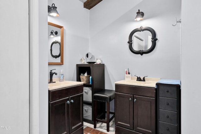 bathroom featuring two vanities and a sink