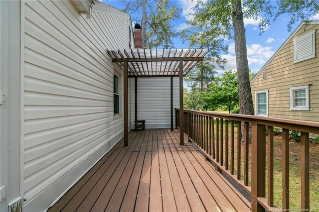 wooden terrace featuring a pergola