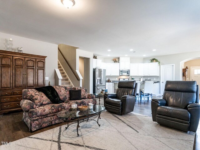 living room featuring light hardwood / wood-style flooring