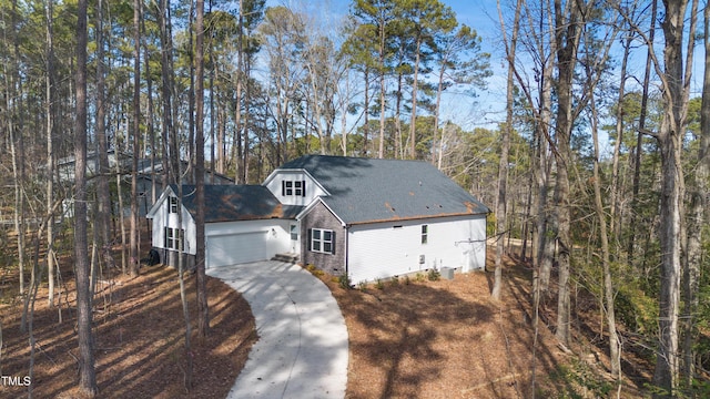 exterior space featuring a garage