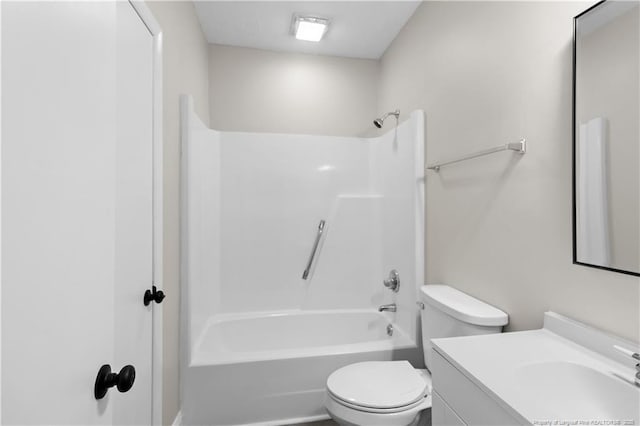 full bathroom featuring vanity, shower / bathtub combination, and toilet