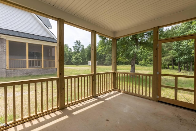 view of unfurnished sunroom