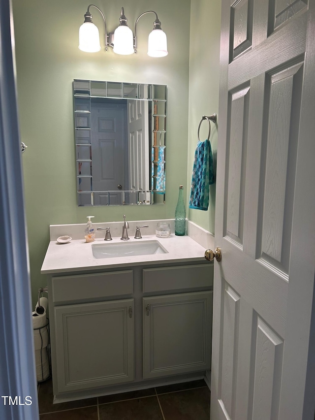 bathroom with vanity and tile patterned floors