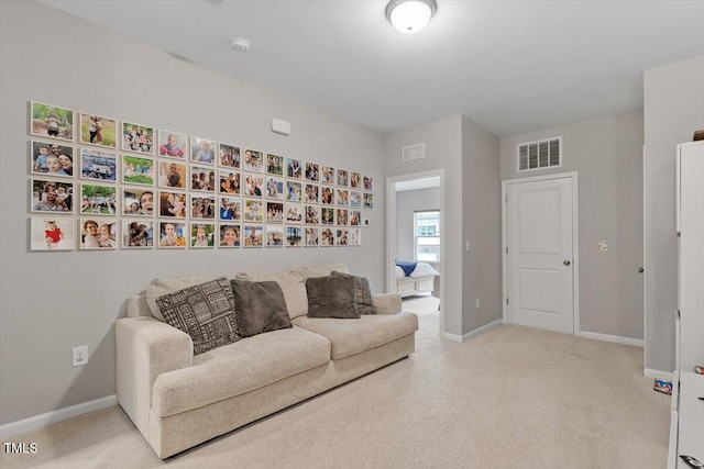 living room with carpet flooring