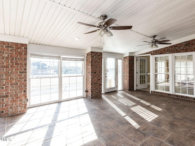 interior space featuring ceiling fan