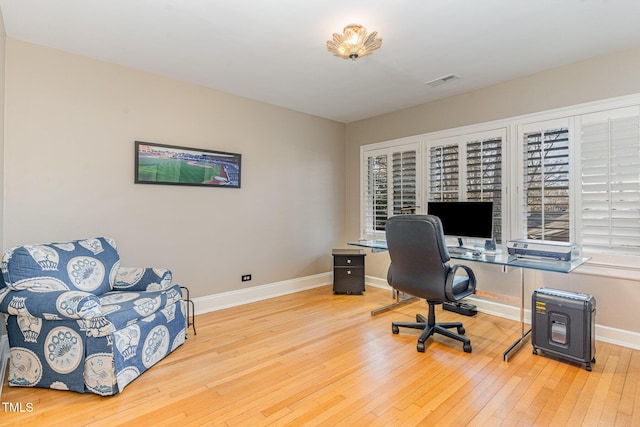 office featuring light hardwood / wood-style flooring