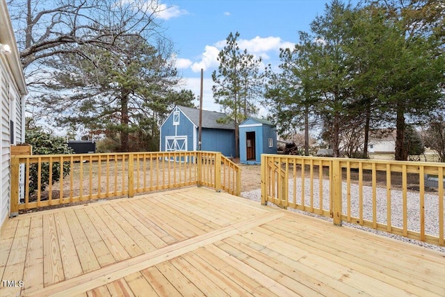 wooden terrace with a storage unit