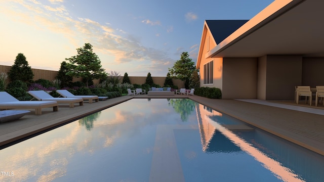 view of swimming pool featuring a fenced in pool and a fenced backyard