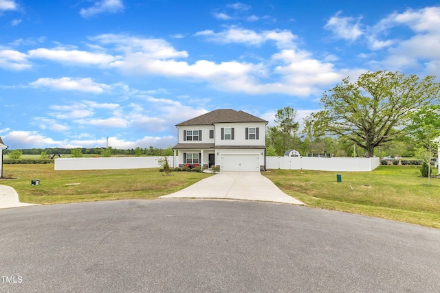 108 Bonnie Girl Ct, Lillington, NC 27546 - traditional-style home featuring concrete driveway, a garage, fence, and a front yard
