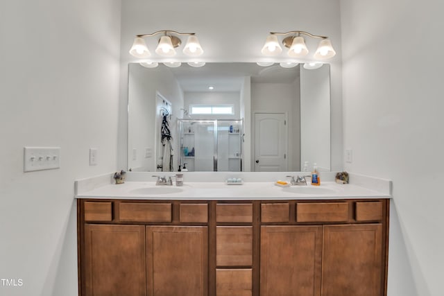 108 Bonnie Girl Ct, Lillington, NC 27546 - full bath featuring a stall shower, double vanity, and a sink